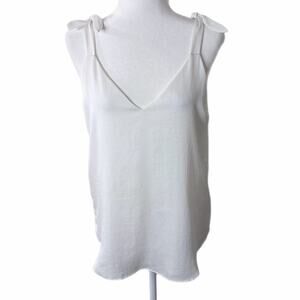 Express Women's Tank Top Size M White Silky Crepe Sleeveless Blouse Tie Shoulder